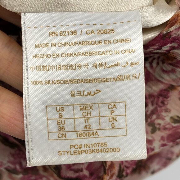 Guess by Marciano Sepia 100% Silk Floral A-line Short Sleeve Mini Dress S - Picture 8 of 16